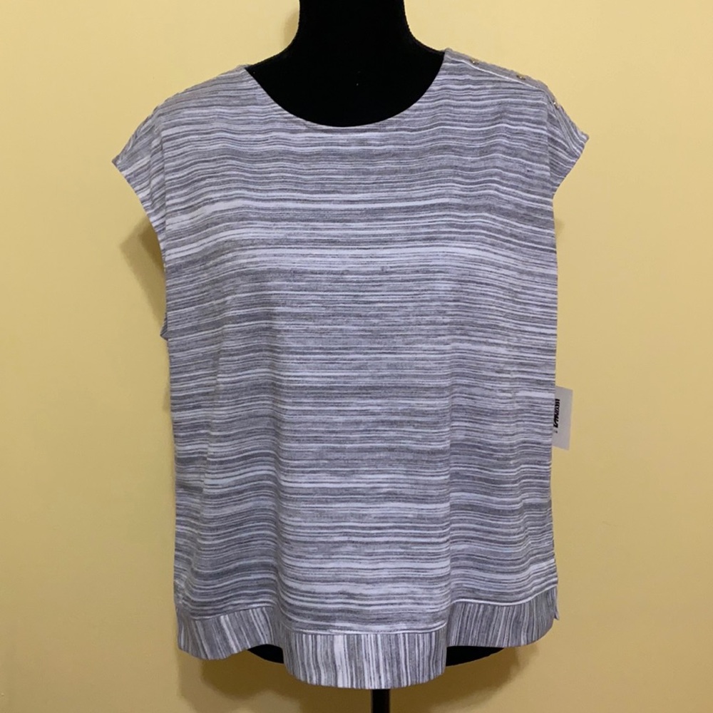 New Ann Klein grey strip tank top size L